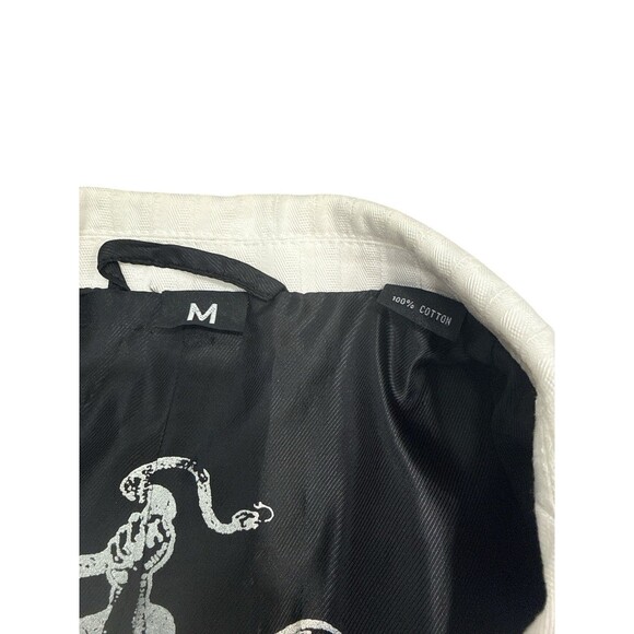 Franky Max White Cotton Blazer Jacket Embroidered Crest Front & Back Size M - Picture 4 of 10